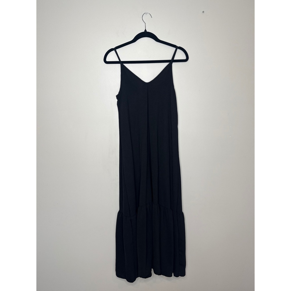 Blakeley Womens S/M Black Lauren Tiered Drop Waist Maxi Dress Made in USA 53in